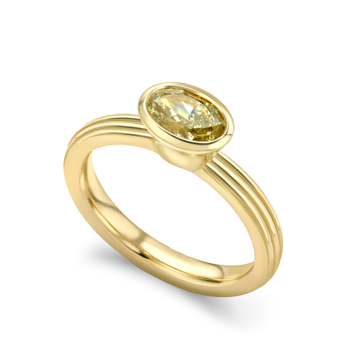 Oval Cut Fancy Diamond Rail Shank Ring