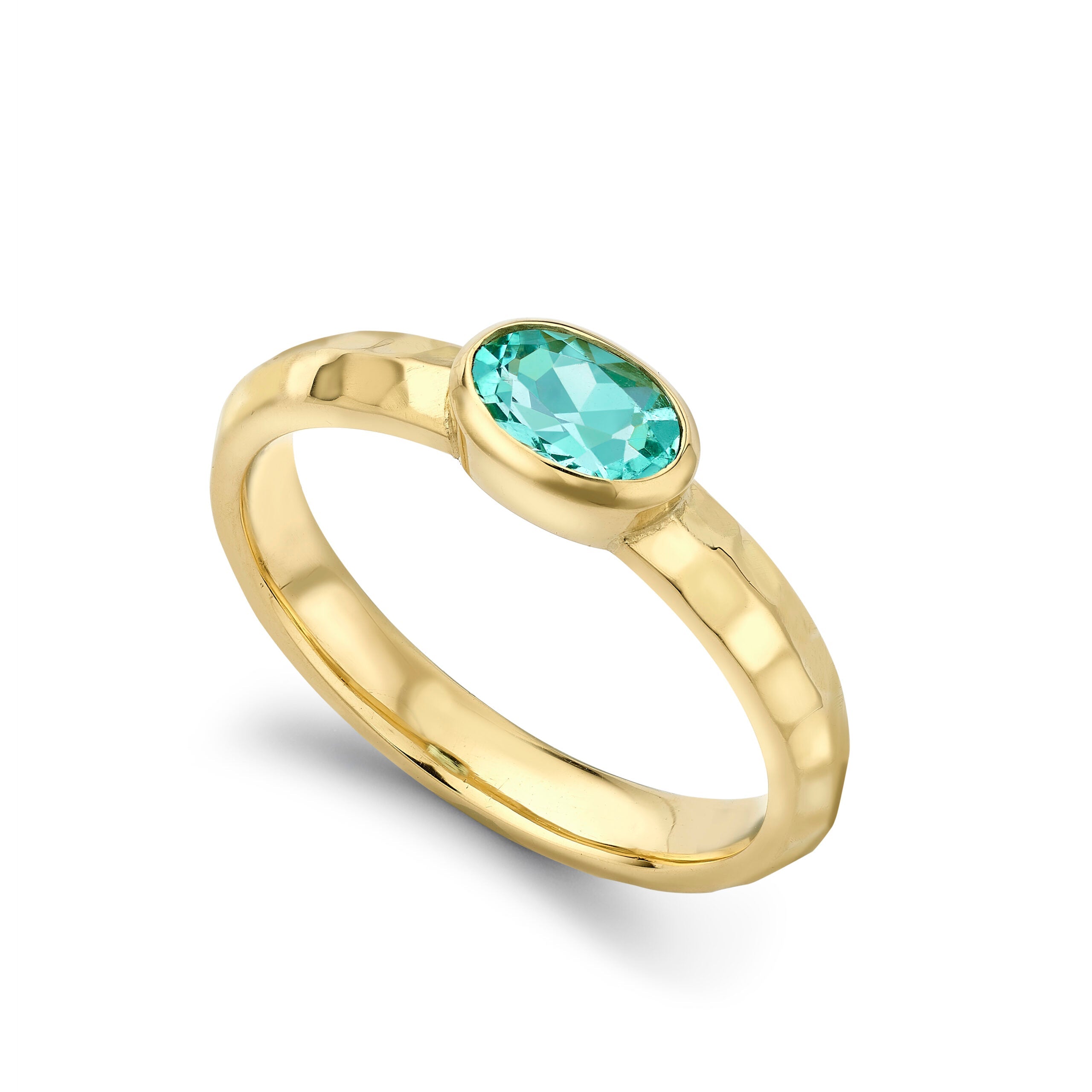 Green Tourmaline Hammered Precious Few Ring