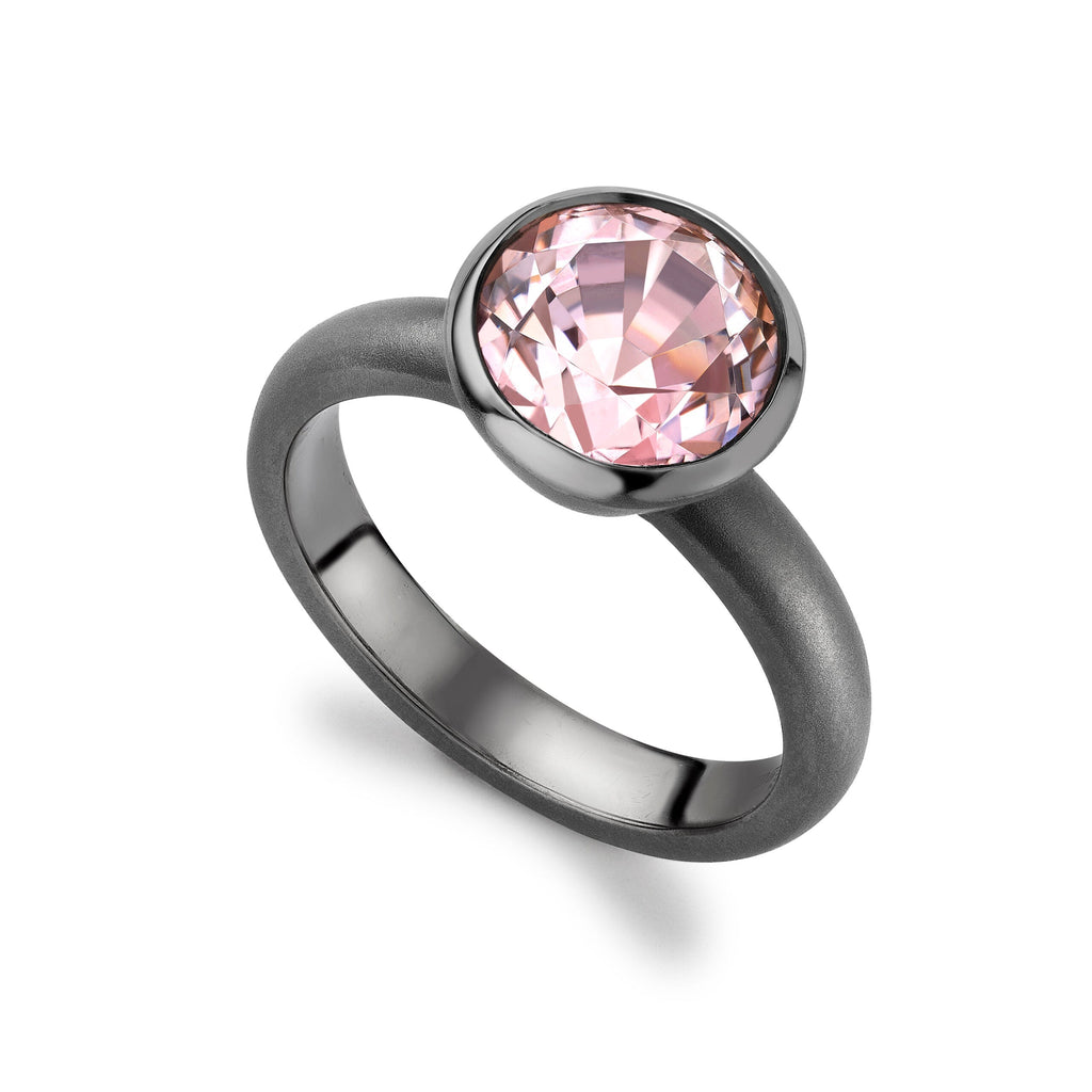 Bi-Colour Tourmaline Black Rhodium Trumpet Ring