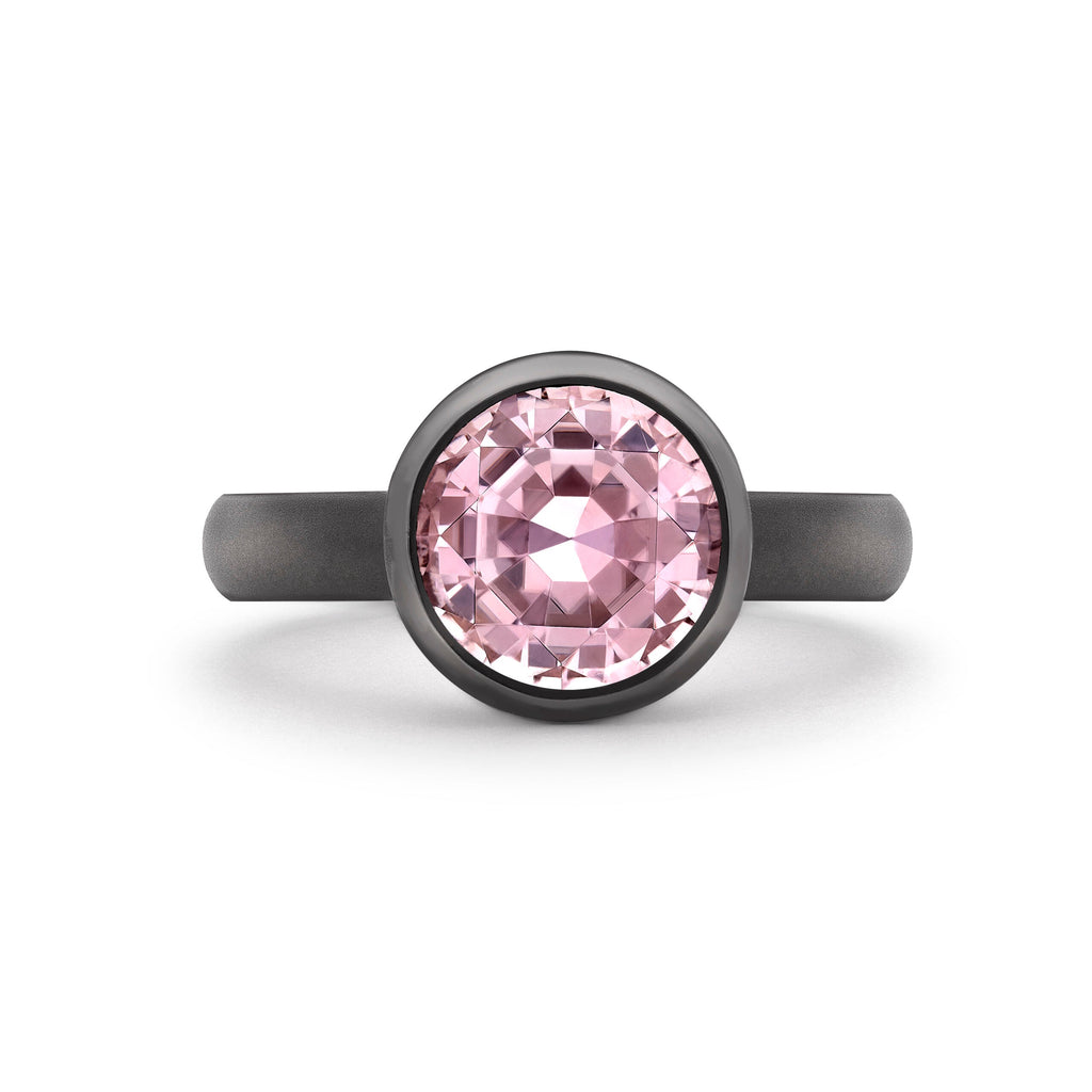 Bi-Colour Tourmaline Black Rhodium Trumpet Ring