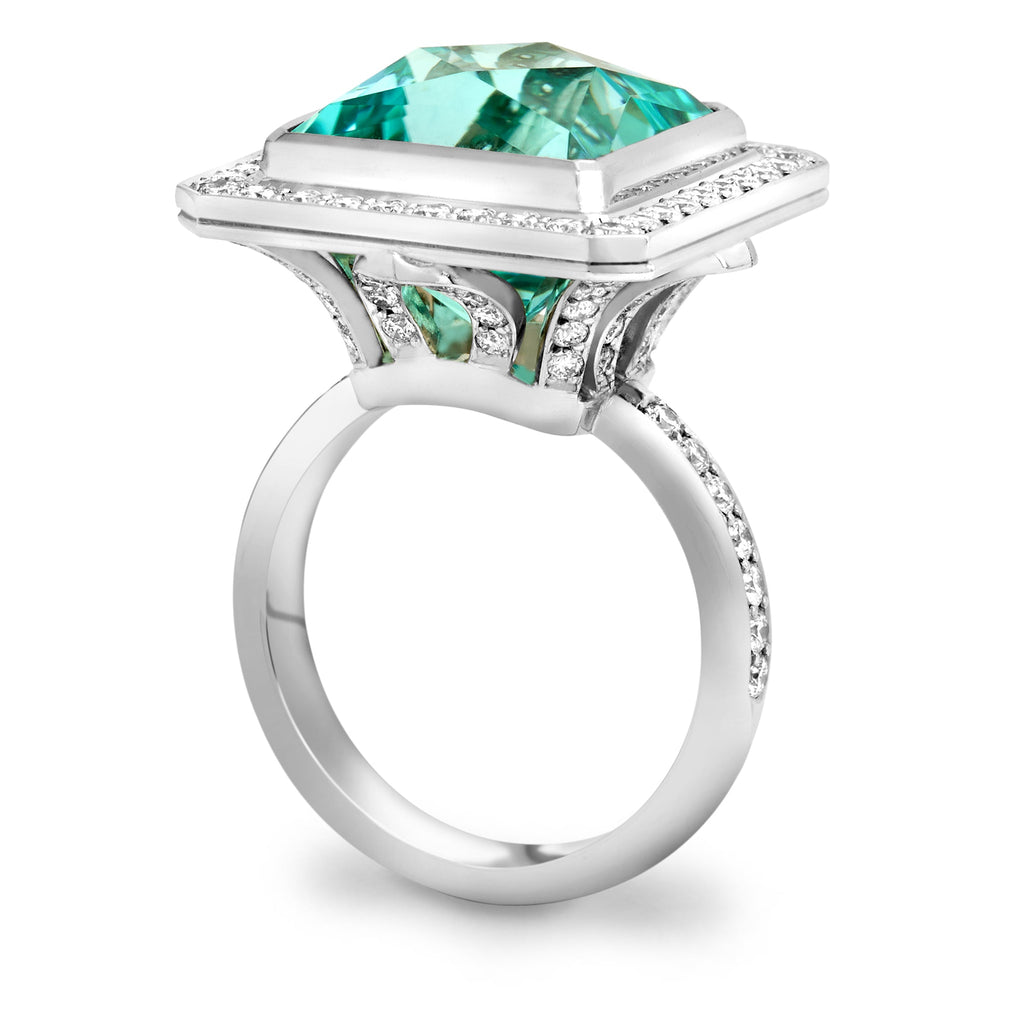 Neon Tourmaline and Diamond Petal Cocktail Ring