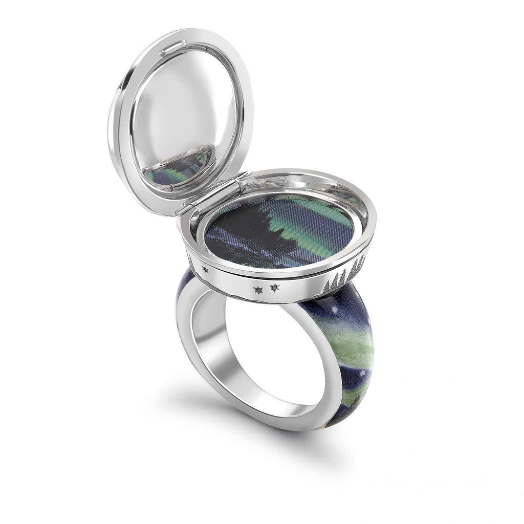 Black Opal Northern Lights Opening Ring