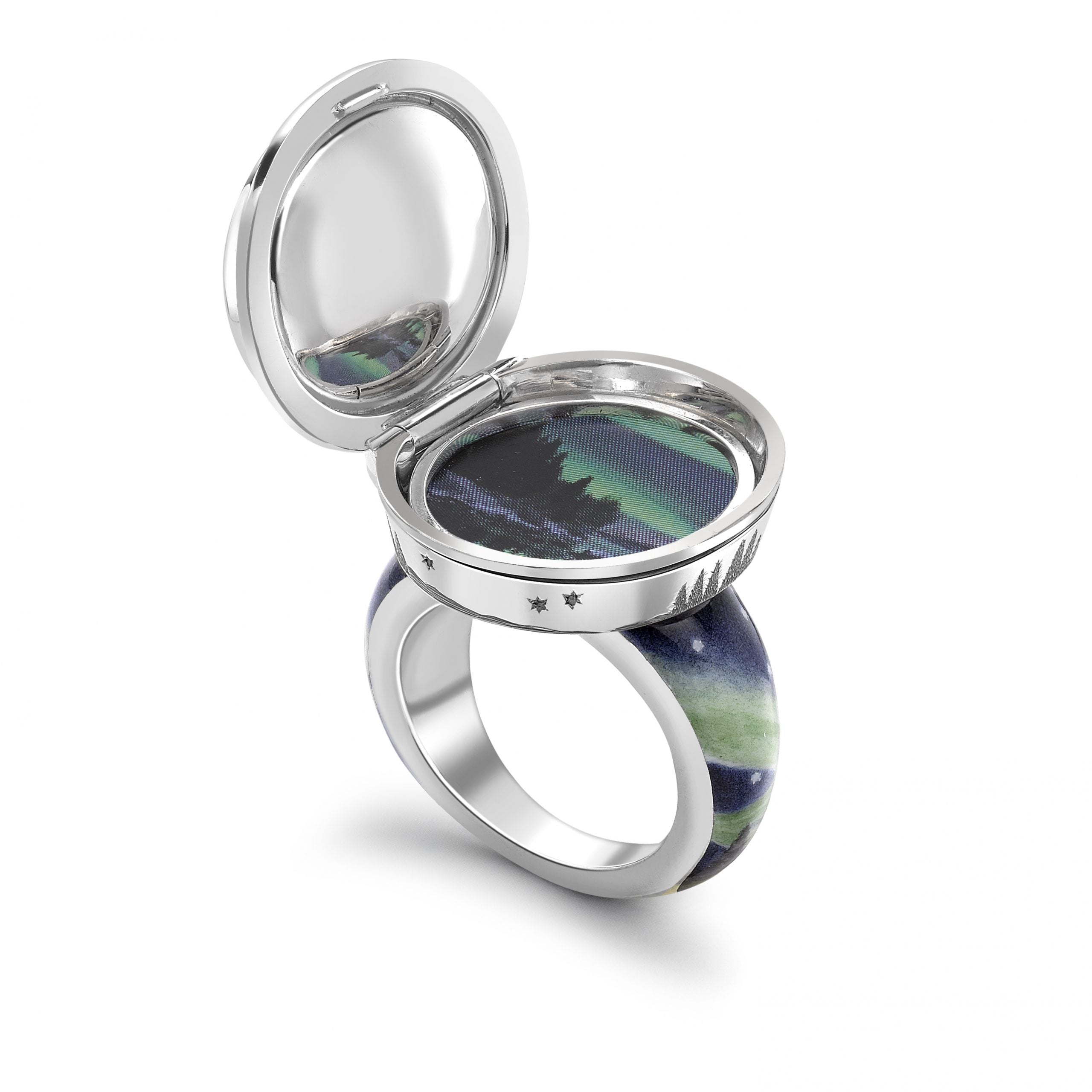 Black Opal Northern Lights Opening Ring