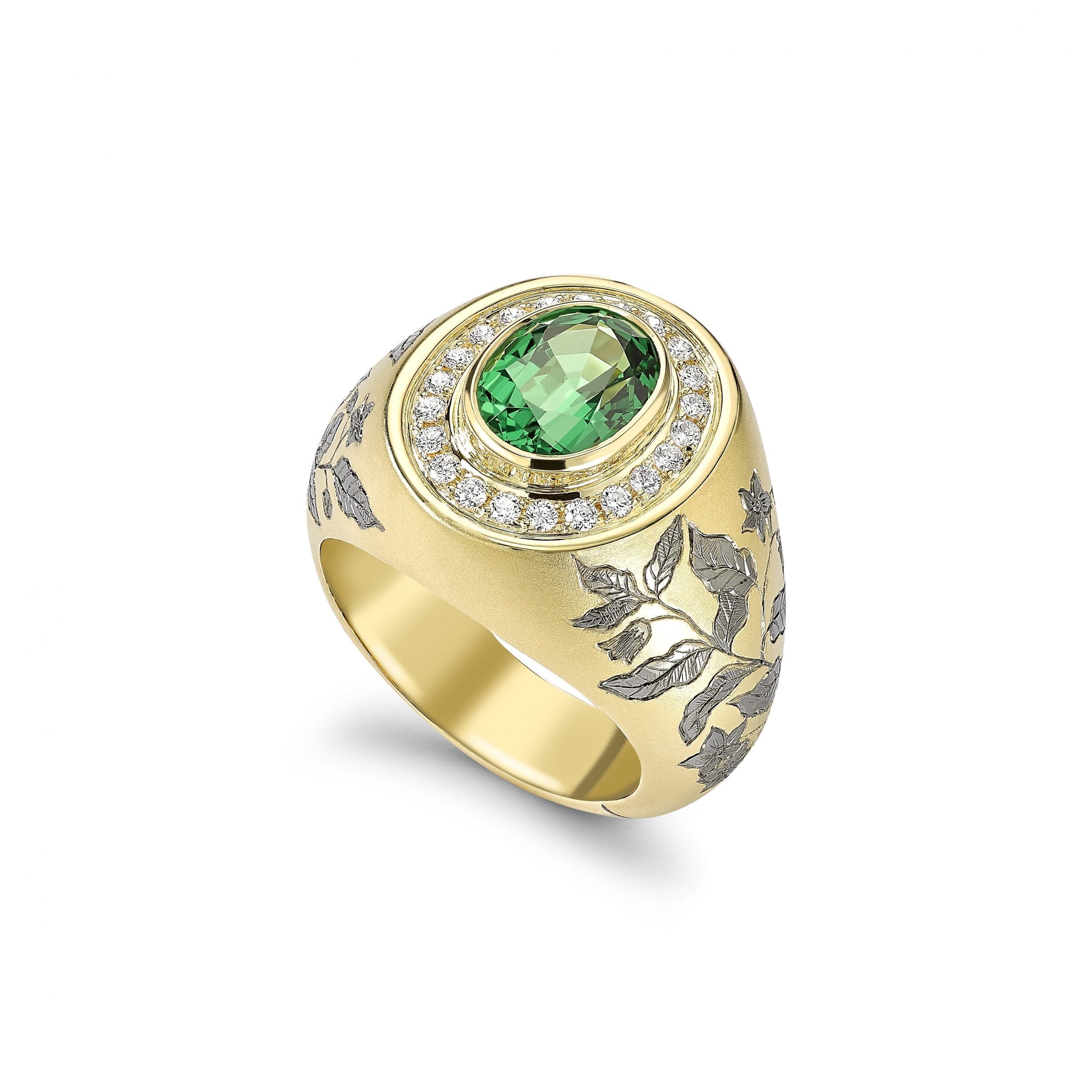 Tsavorite Garnet & Diamond Deadly Nightshade Ring