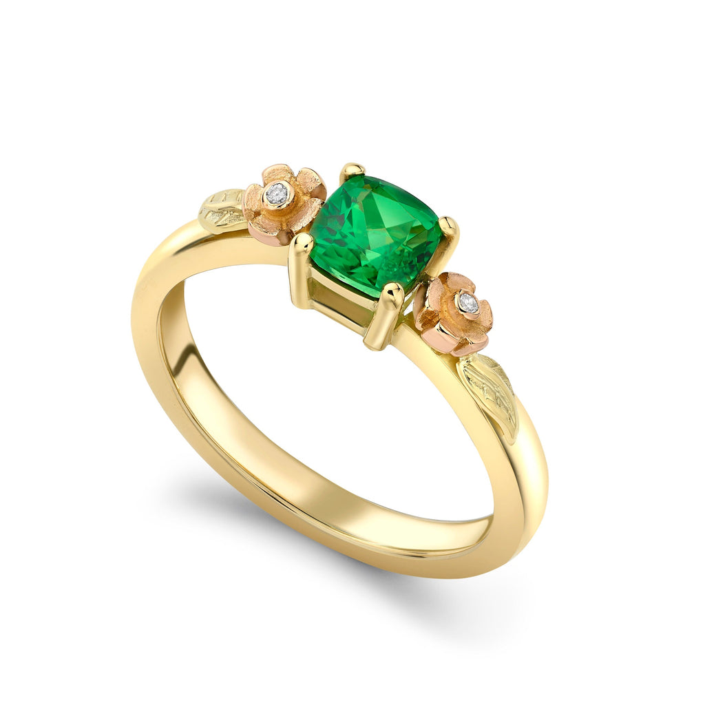 Tourmaline and Diamond Blossom Posy Ring