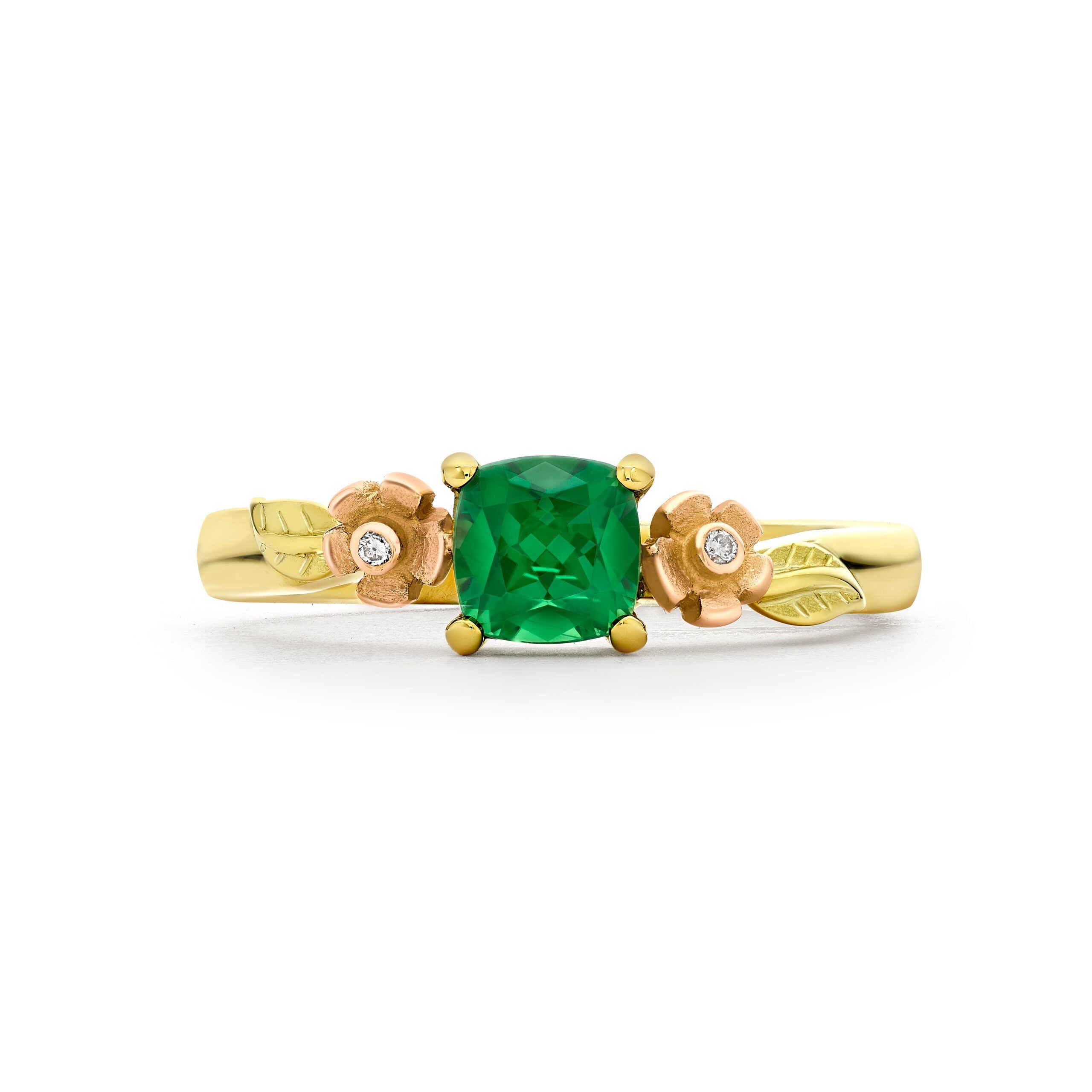 Tourmaline and Diamond Blossom Posy Ring