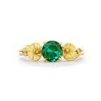Green Tourmaline and Diamond Hibiscus Posy Ring