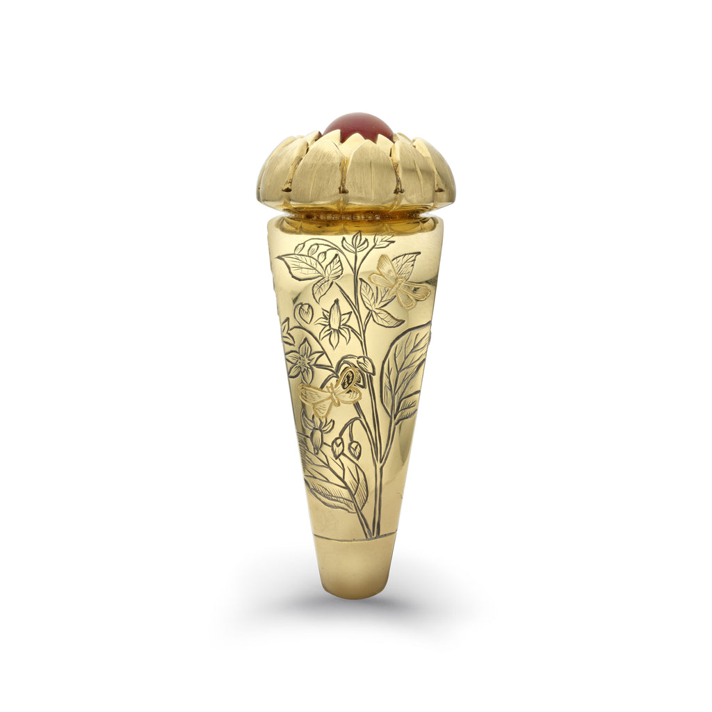 Ruby & Diamond Engraved Bella Donna Ring
