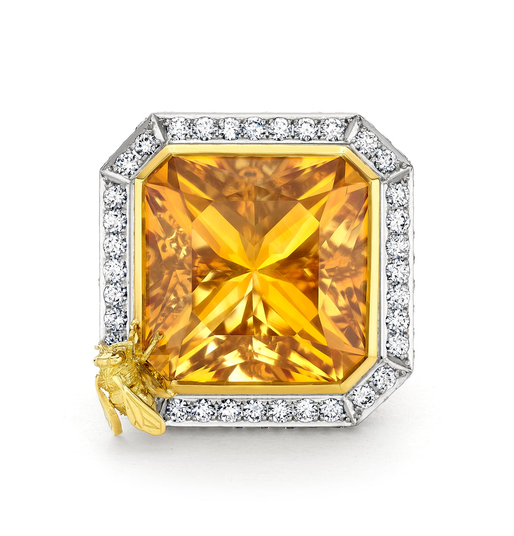 Citrine & Diamond Bee Floribunda Ring