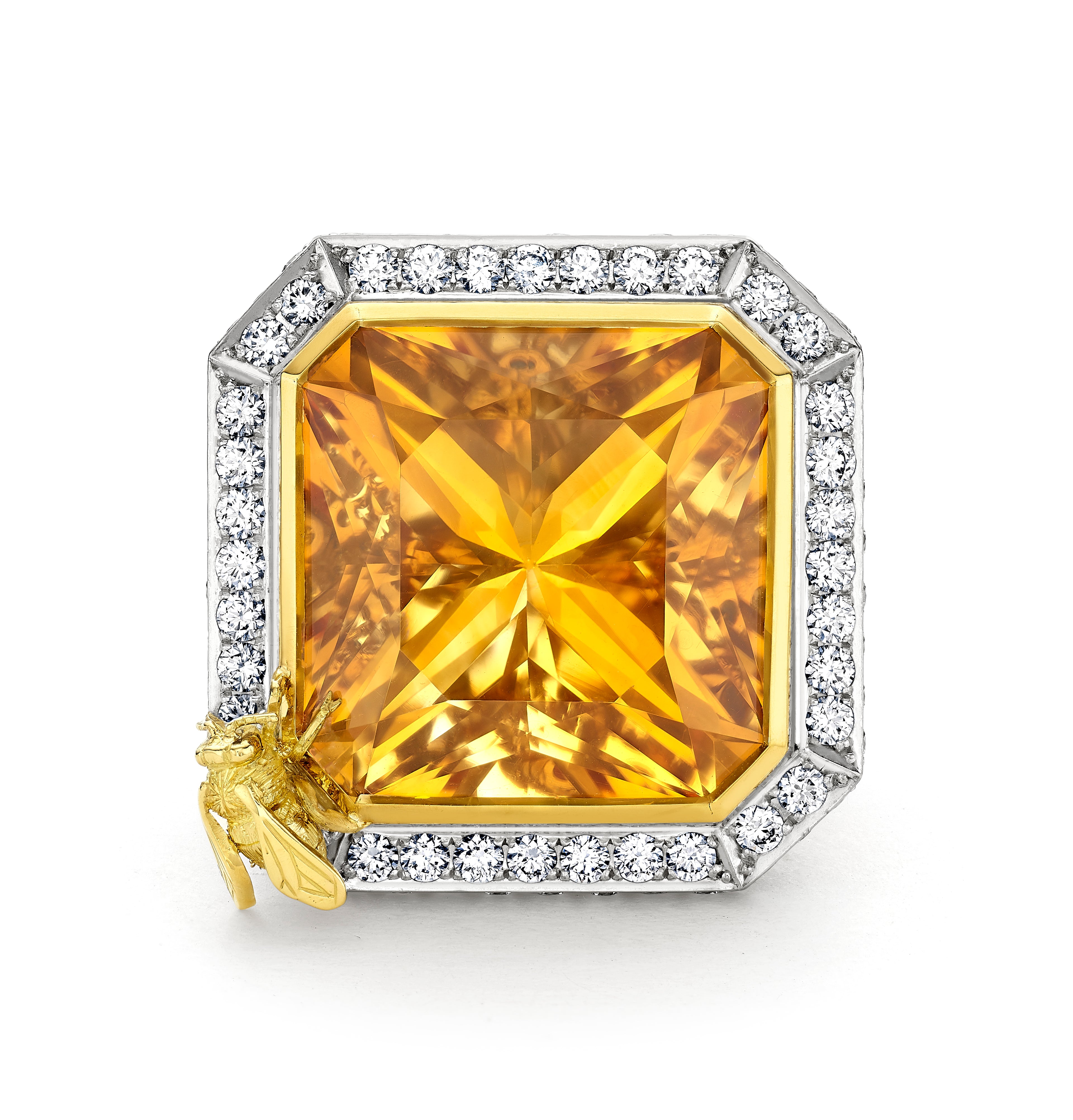Citrine & Diamond Bee Floribunda Ring