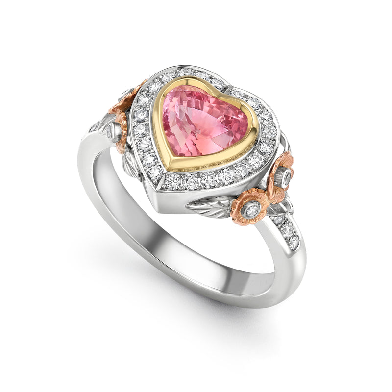 Sapphire, Padparadscha & Diamond Blossom Tryst Ring