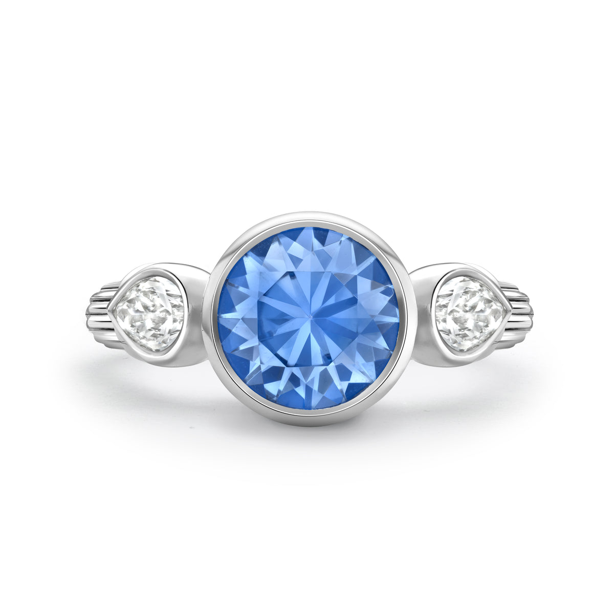 Sapphire & Diamond Three Stone Ring