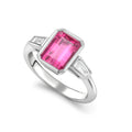 Rubellite & Diamond Three Stone Ring