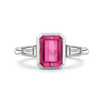 Rubellite & Diamond Three Stone Ring