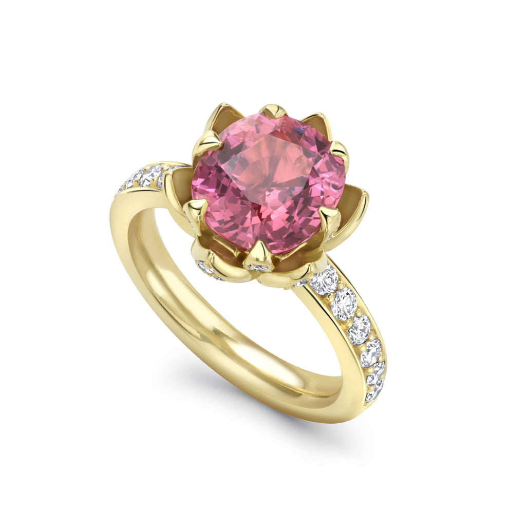 Antique Cut Red Spinel Waterlily Ring