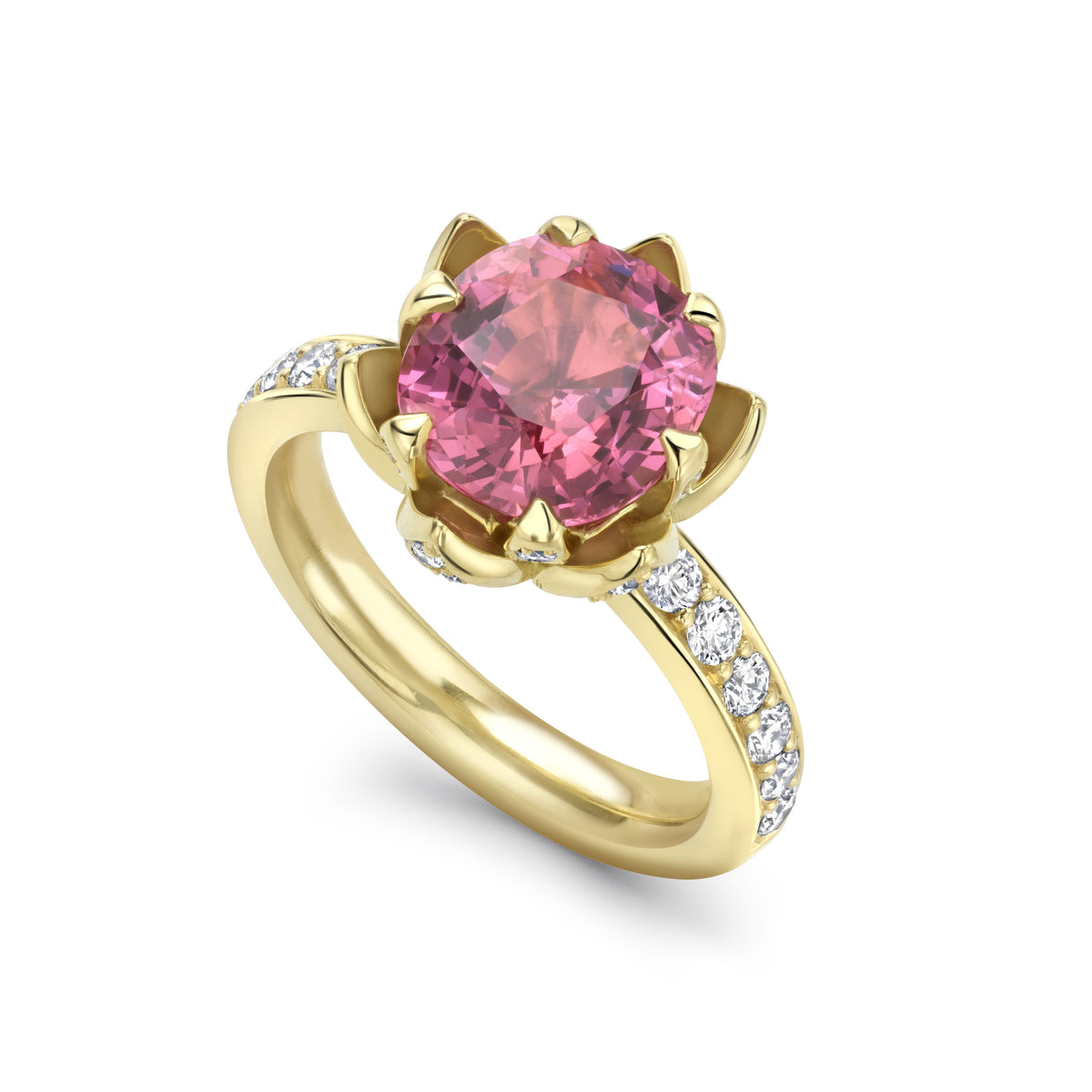 Antique Cut Red Spinel Waterlily Ring