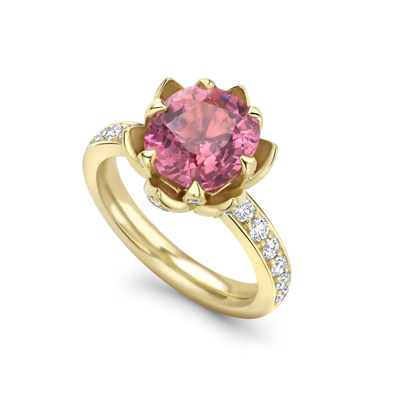Antique Cut Red Spinel Waterlily Ring