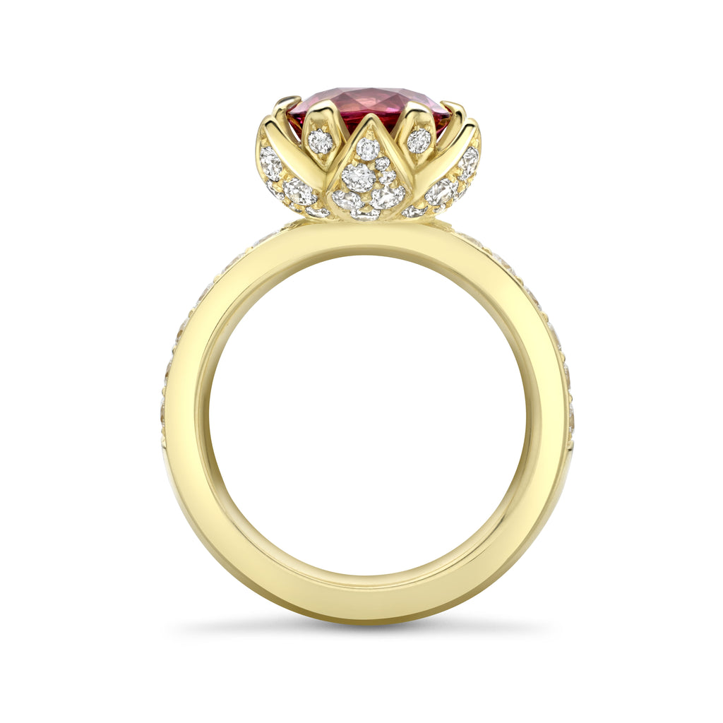 Antique Cut Red Spinel Waterlily Ring