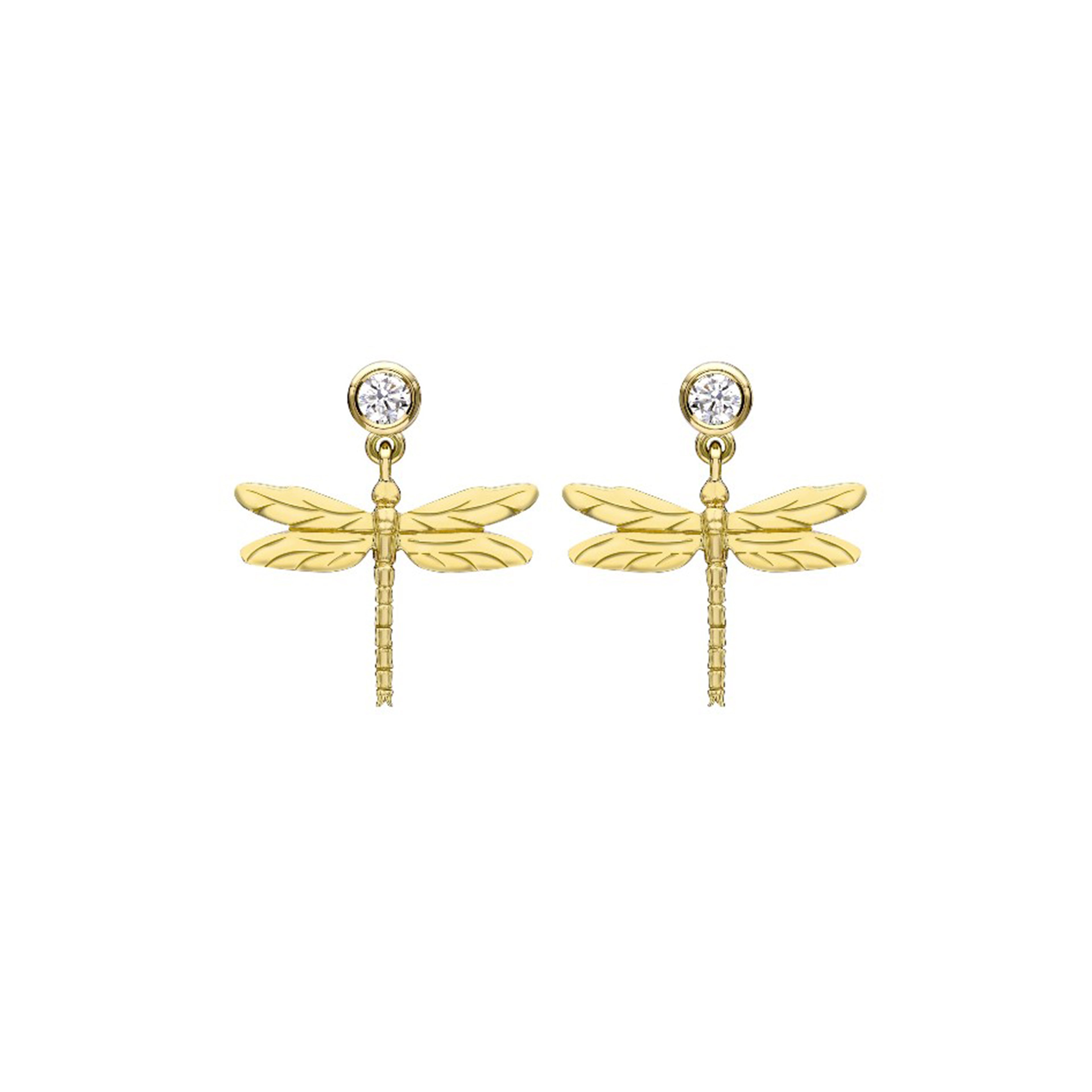 Diamond Dragonfly Drop Earrings