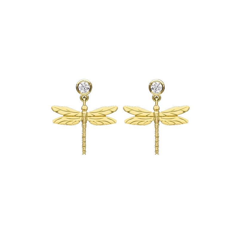 Diamond Dragonfly Drop Earrings
