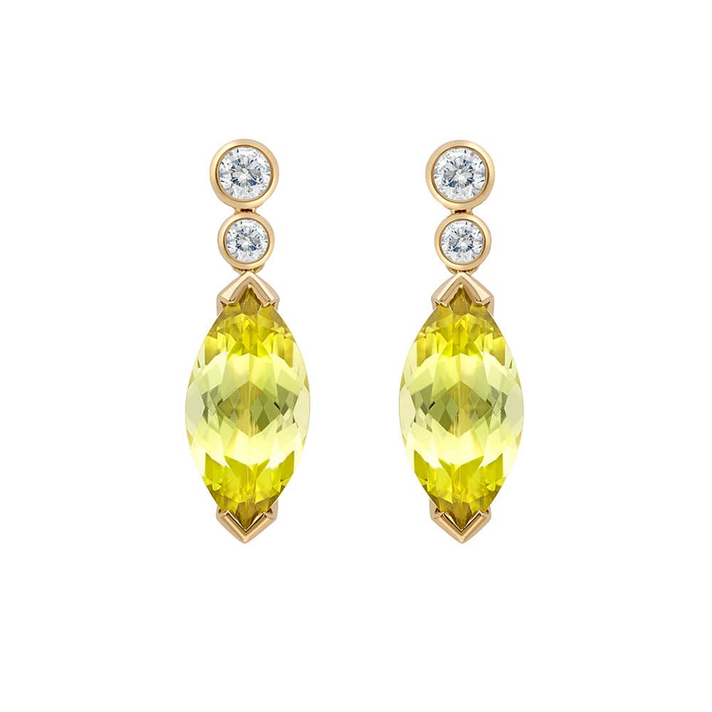 Marquise Cut Canary Tourmaline Drop Earrings