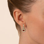 Red Enamel Hoop Drop Earrings