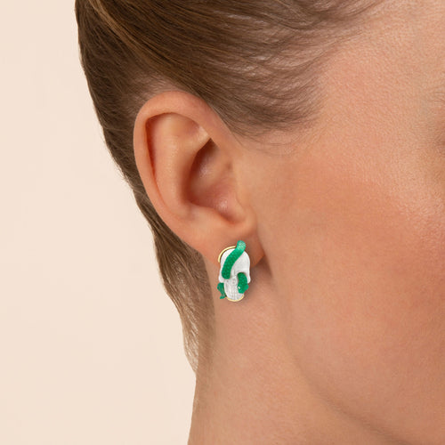 Carved Mammoth Bone Skull and Snake Stud Earrings