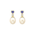 Tanzanite Heart Pearl Drop Earrings