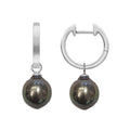 White Gold Hoop Earrings with Pearl Drops