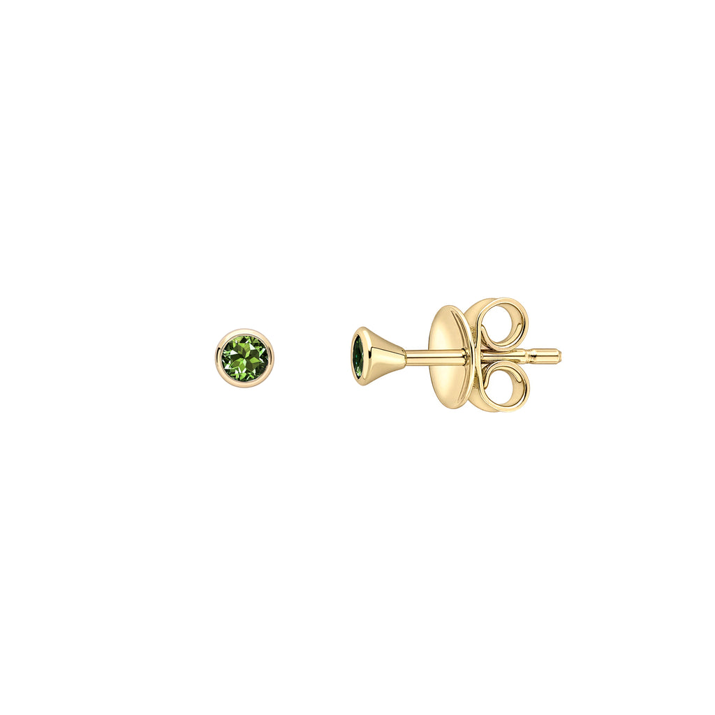 Green Tourmaline Trumpet Stud Earrings