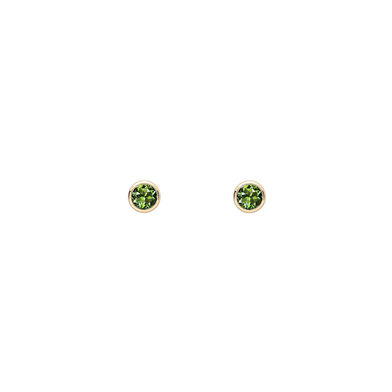 Green Tourmaline Trumpet Stud Earrings