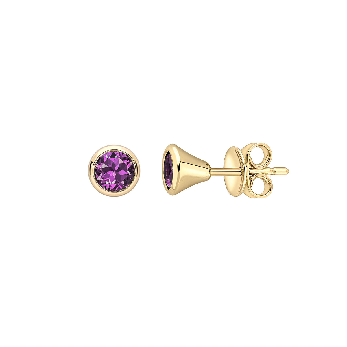 Amethyst Trumpet Stud Earrings