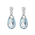 Aquamarine Briolette and Diamond Stud Earrings