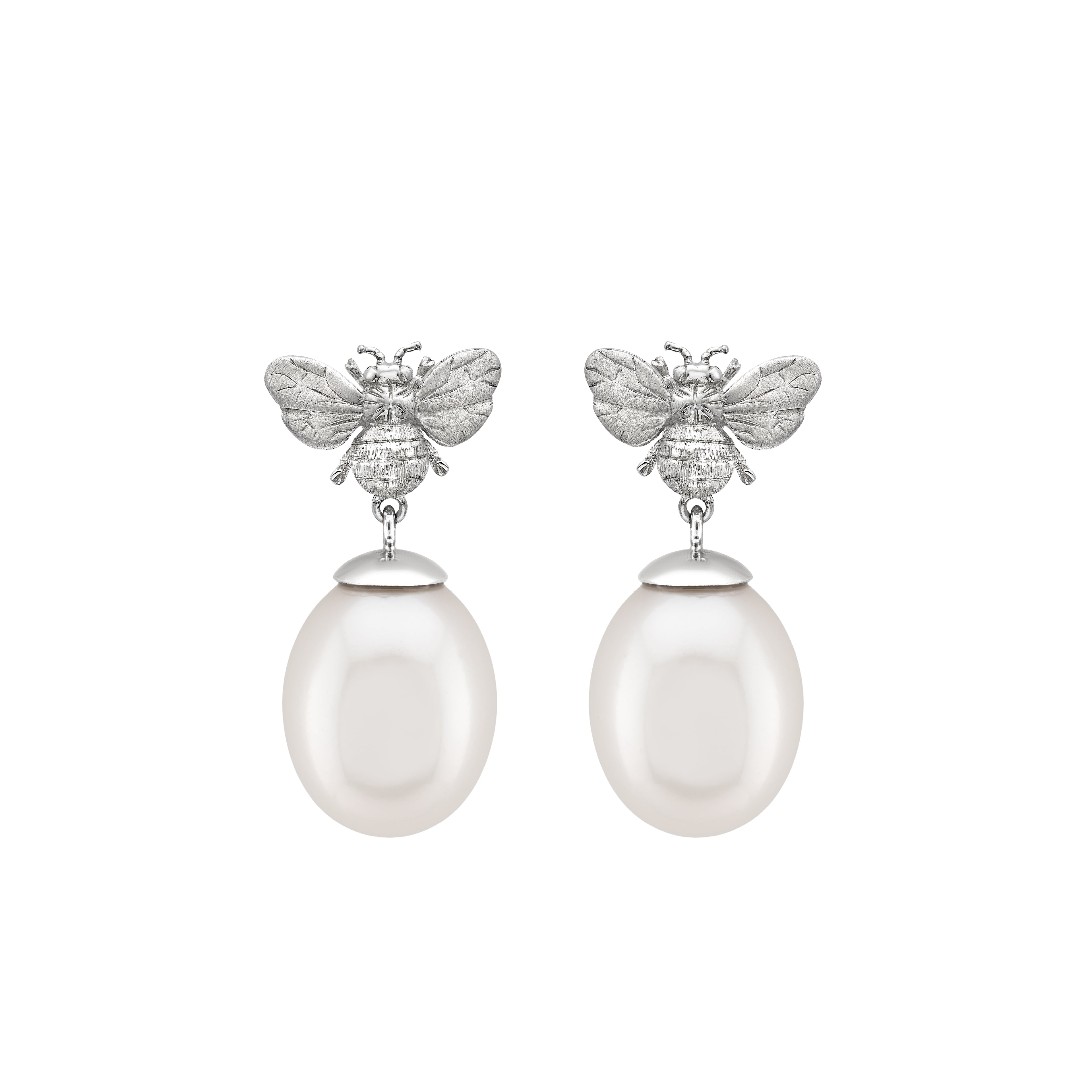 Honey Bee & Pearl Drop Earrings