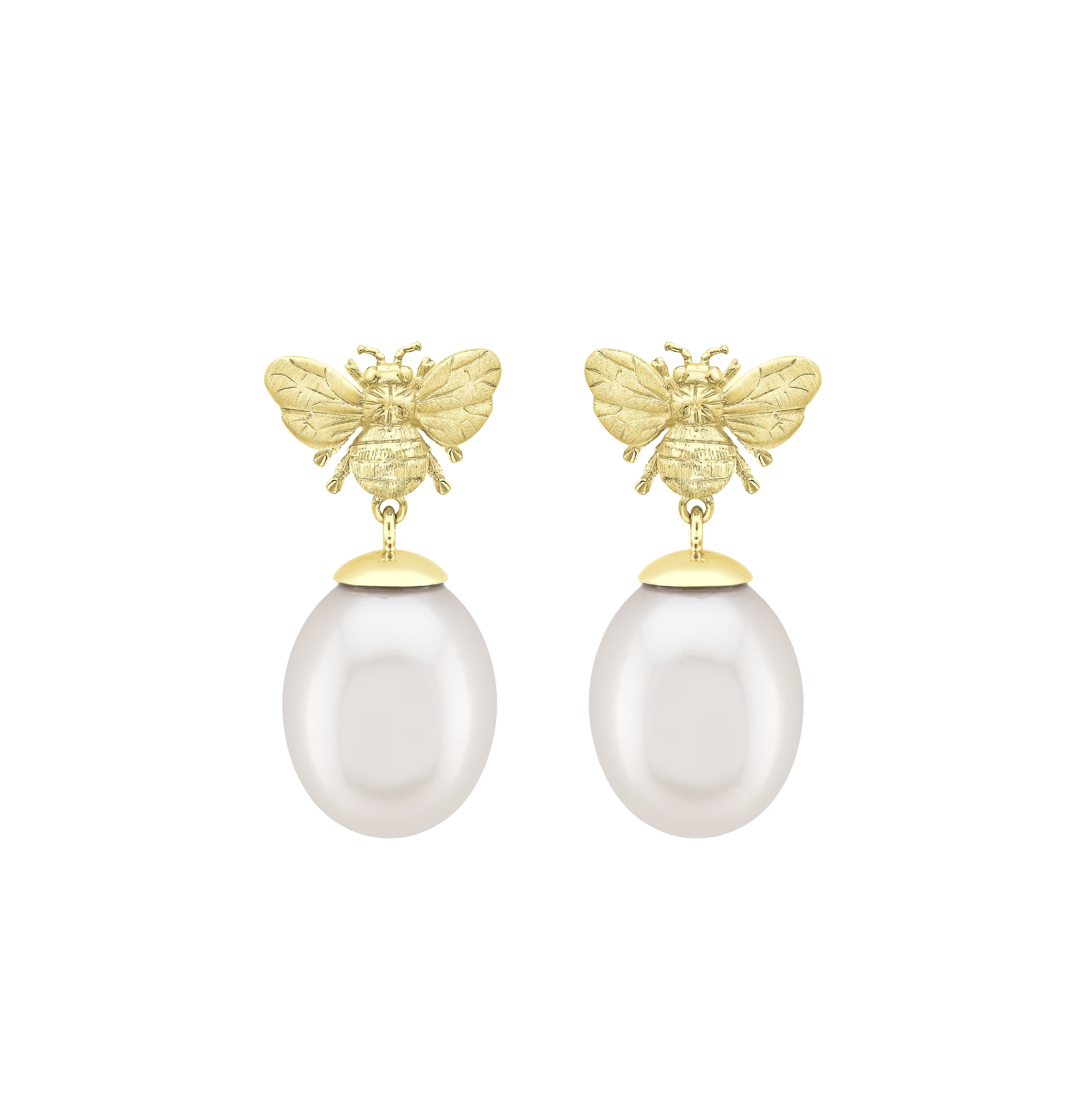 Honey Bee & Pearl Drop Earrings