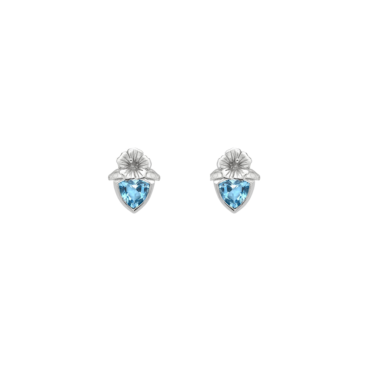 Blue Topaz Hibiscus Stud Earrings