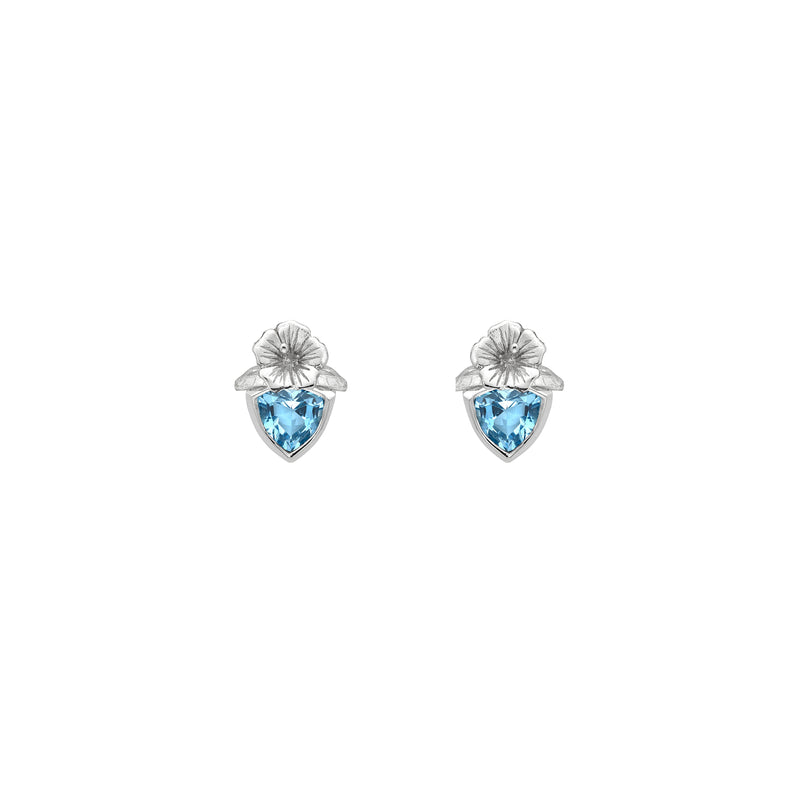 Blue Topaz Hibiscus Stud Earrings