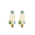 Blue Topaz, Citrine & Green Tourmaline Waterfall Earrings