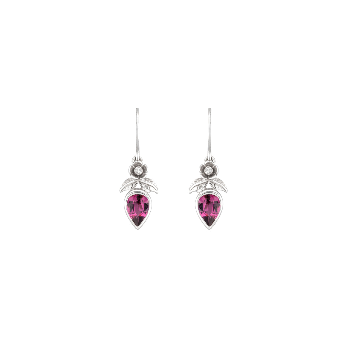 Rhodolite Garnet & Diamond Blossom Posey Stud Earrings