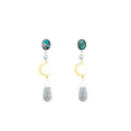 Opal, Diamond & Topaz Briolette Drop Moon Fable Earrings