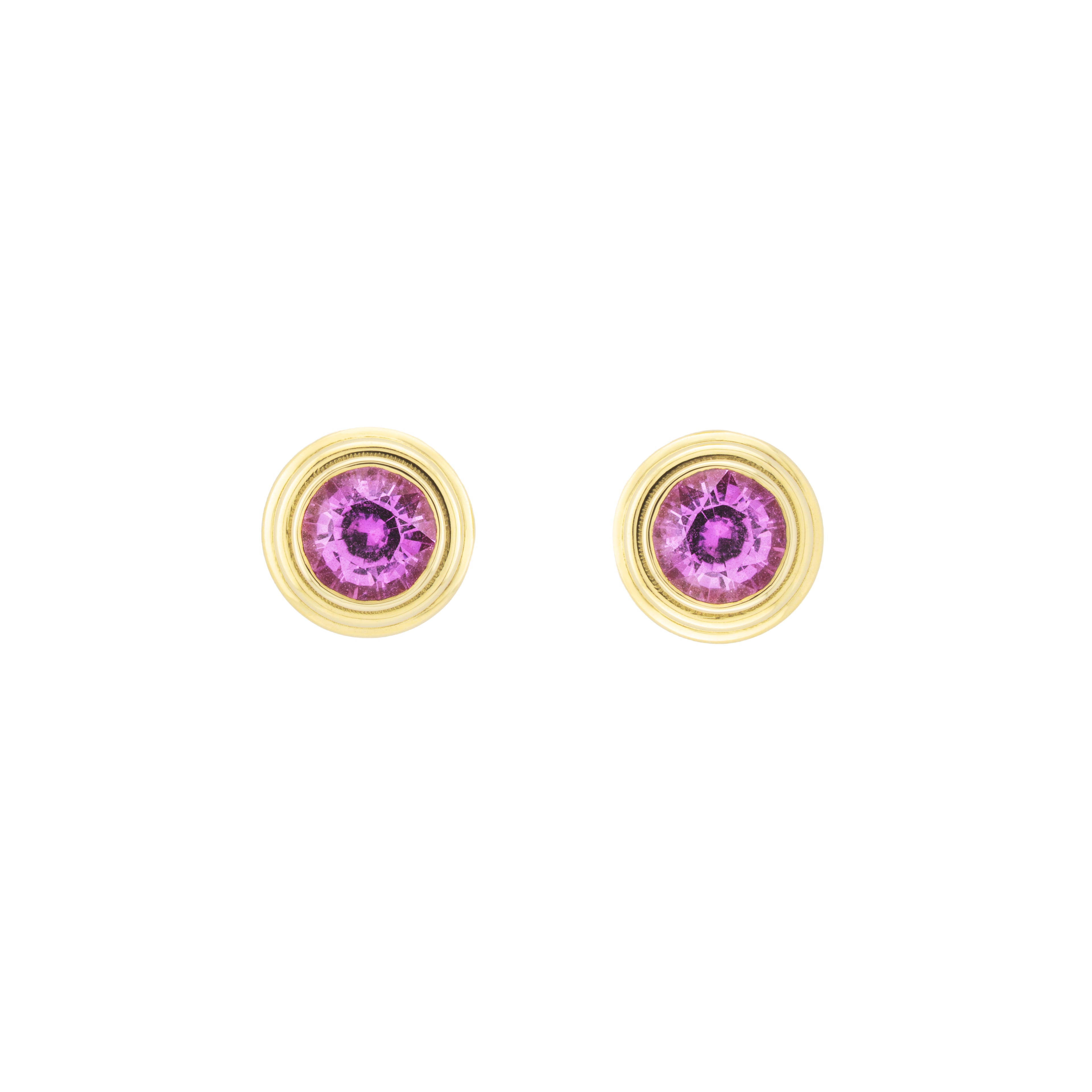 Pink Sapphire Ripple Stud Earring
