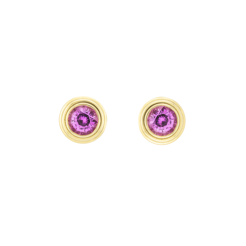 Pink Sapphire Ripple Stud Earring
