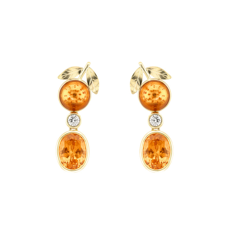 Garnet & Diamond Orange Drop Earrings
