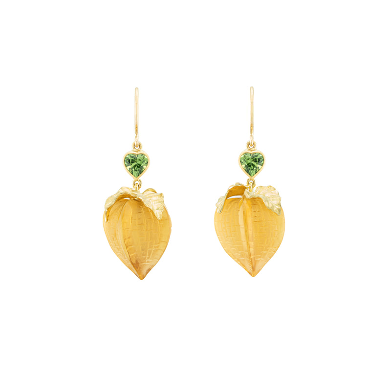 Citrine & Green Tourmaline Lantern Earrings