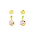 Peridot, Pink Freshwater Pearl, Hibiscus & Palm Leaf Drop Earrings