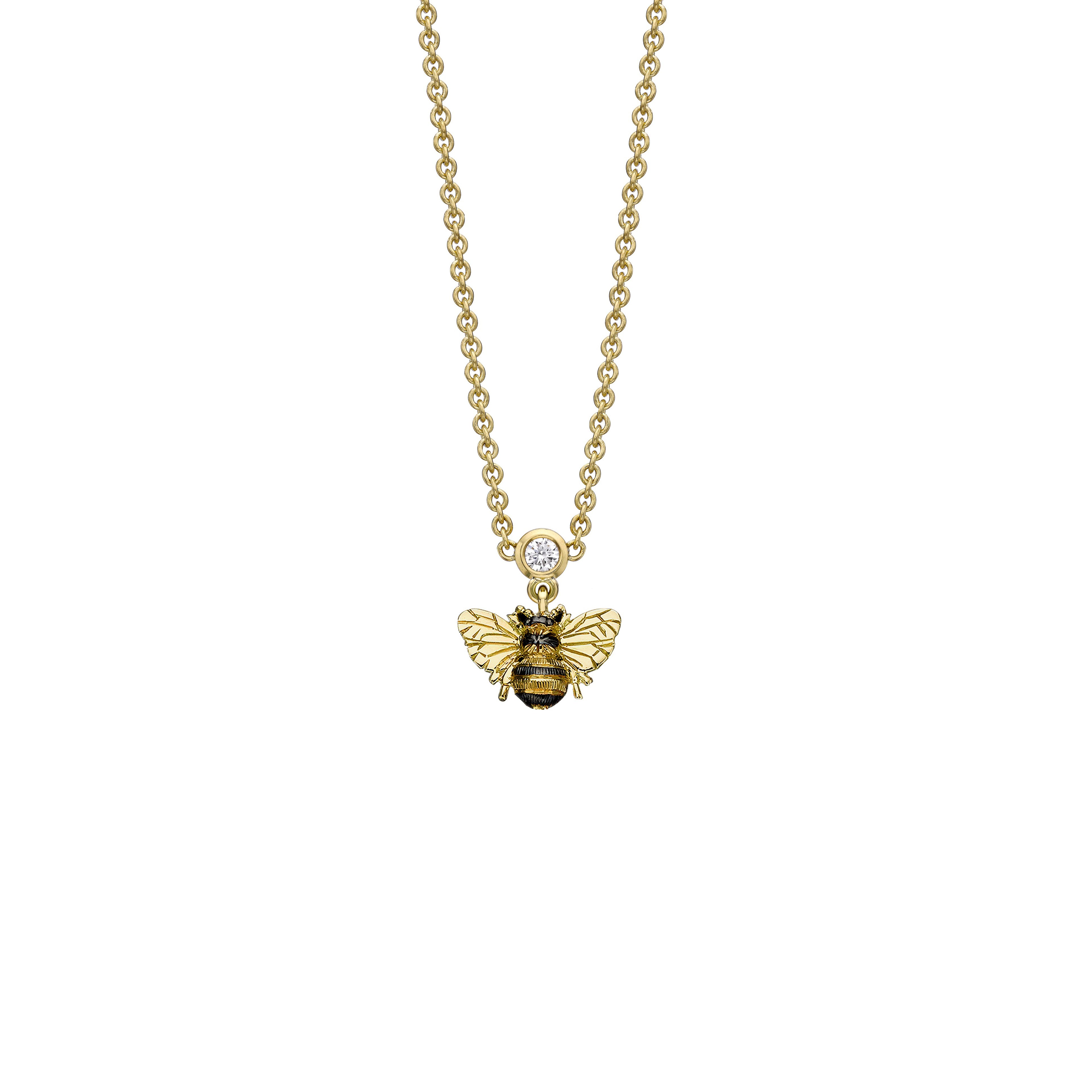 Diamond Bee Drop Pendant