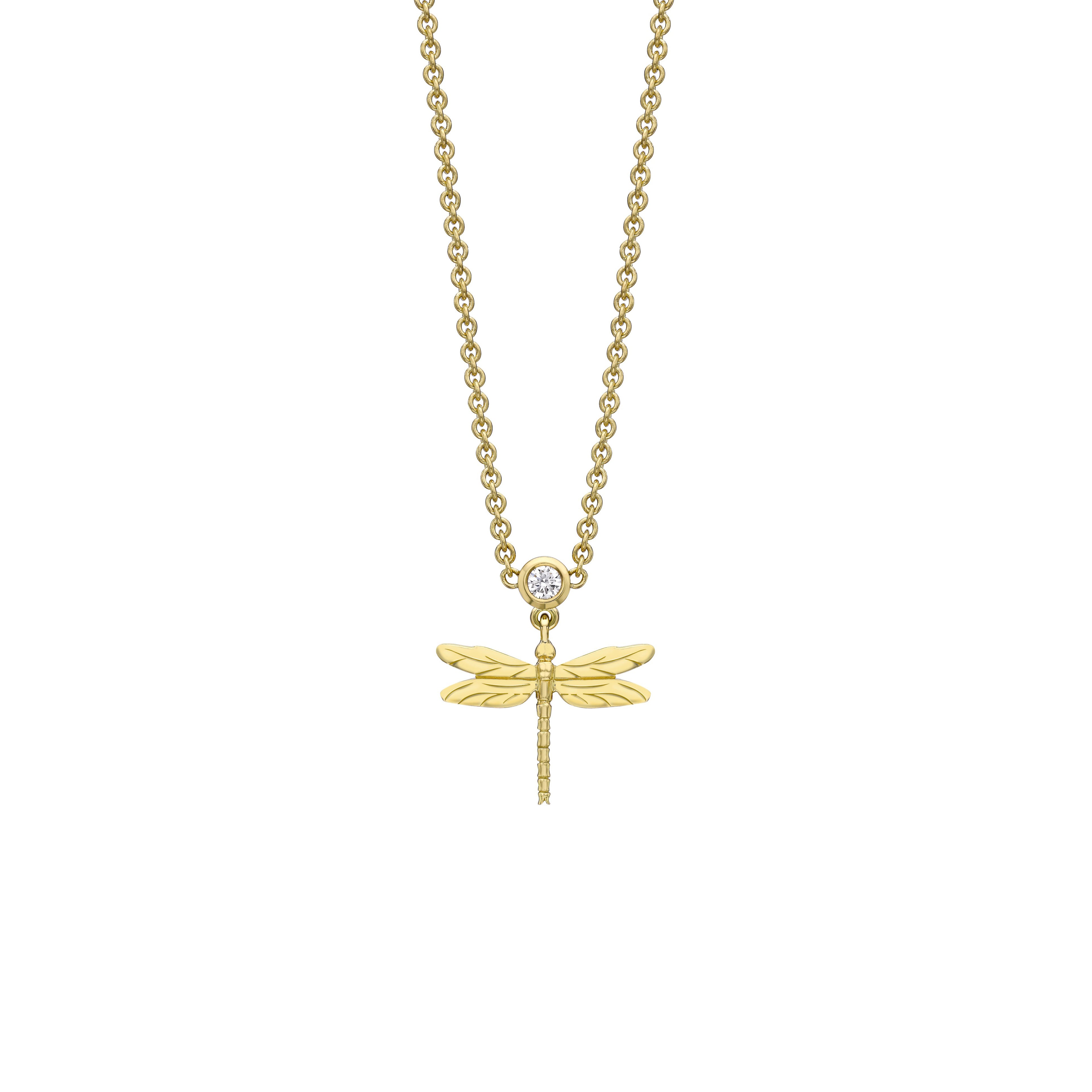 Diamond Dragonfly Drop Pendant