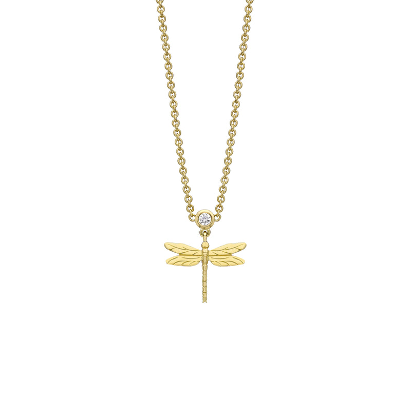 Diamond Dragonfly Drop Pendant
