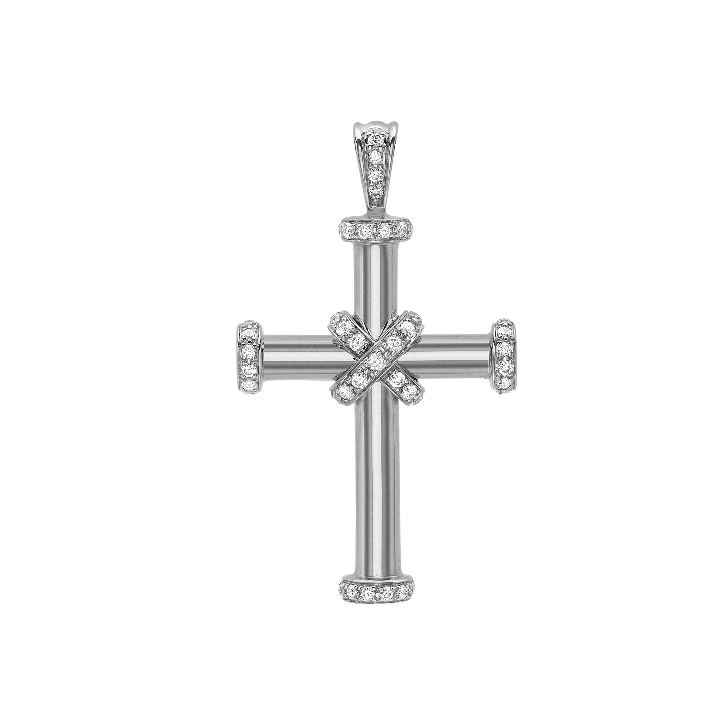 White Gold and Diamond Baby Cross Pendant