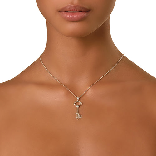 White Gold and Diamond Baby Key Pendant